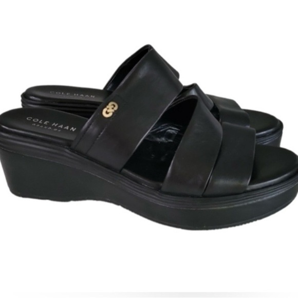 Cole Haan Allesa Grand Black Wedge Sandal Size 7 B - Picture 3 of 4